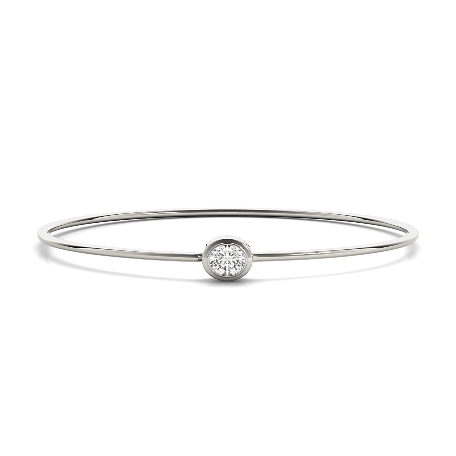 0.50 ct Center Oval Diamond Bangle Bracelet Bezel Set-VIRABYANI